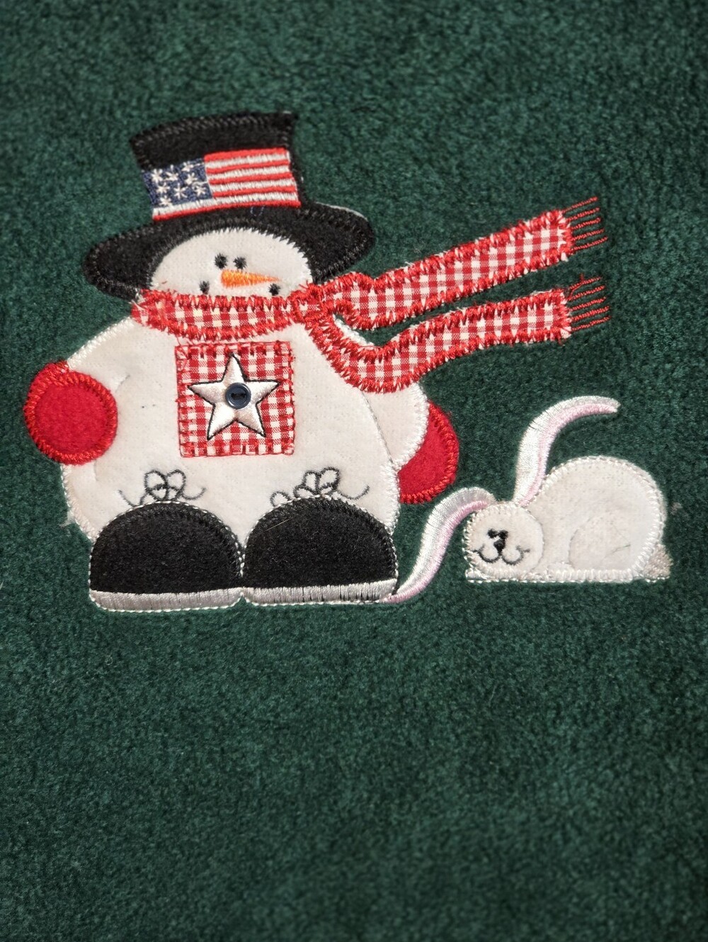 C.D. Sport Too Vintage Green Fleece Snowman Mouse Holiday Pullover 1X - Picture 5 of 14